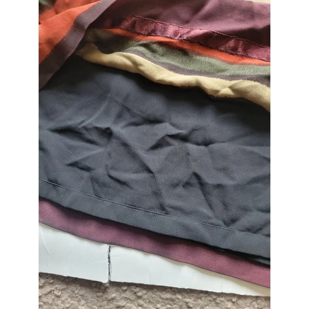 Silk Collections Burgundy Orange Long Maxi Skirt  Size 14 !00% Silk Old Money - Picture 8 of 9
